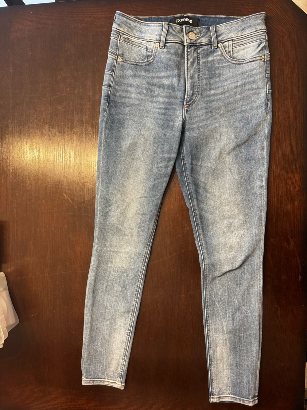 Express Women’s Ankle High Rise Jeans in Light Blue Wash